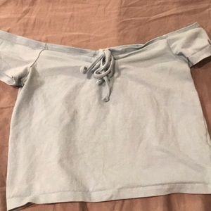Baby blue off the shoulder crop top